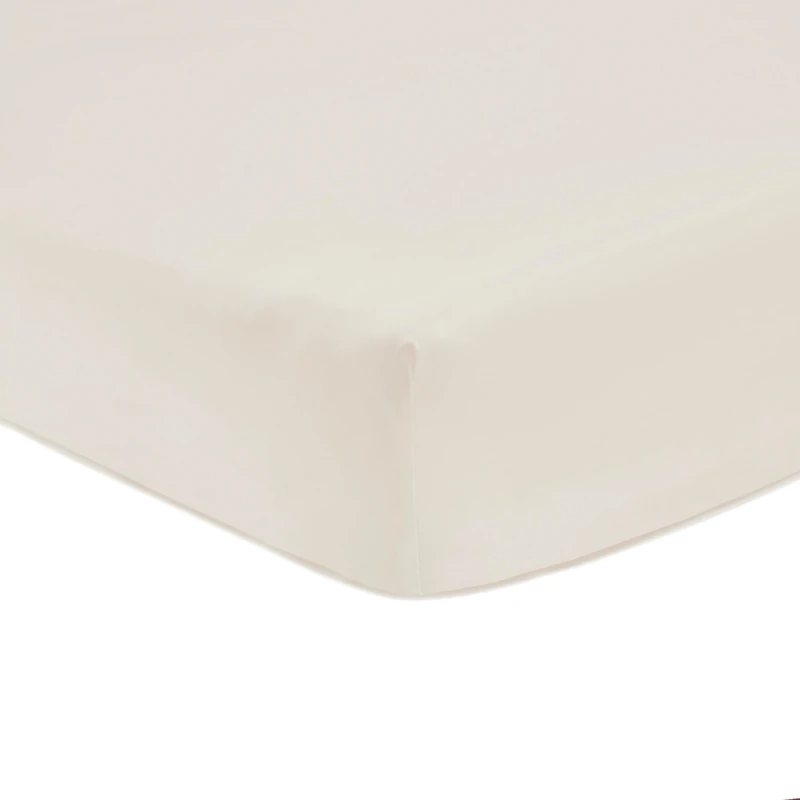 Tommy Hilfiger - Fitted Sheet Natural Satin 110 Thread Count/cm² 100% Combed Cotton 30 cm Edge Silky Soft Breathable 100 x 200 cm - Image 1