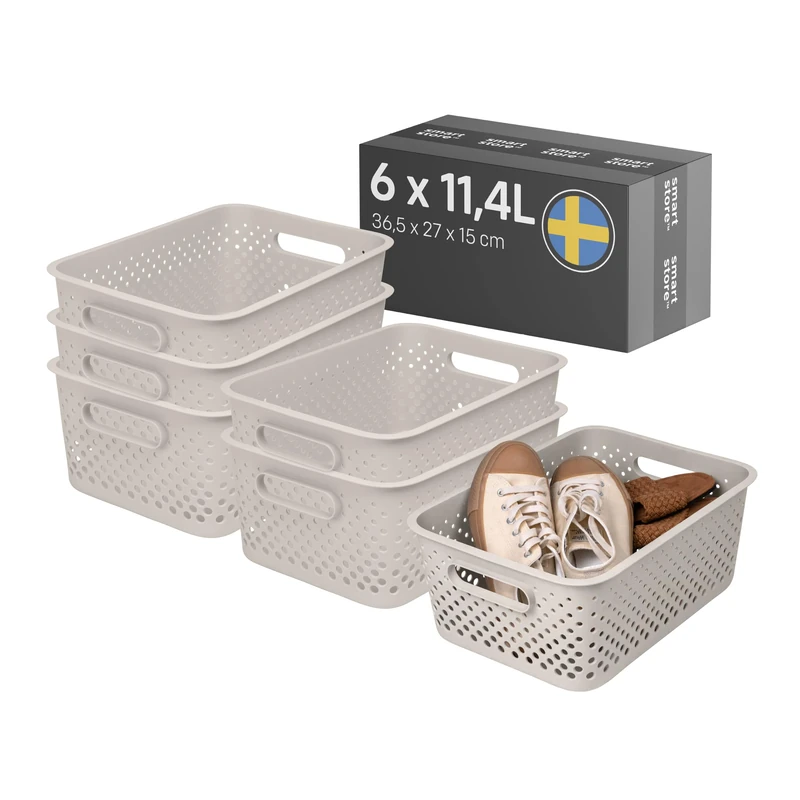 SmartStore Essence Large Storage Basket with handles 6x 11,4L Linen