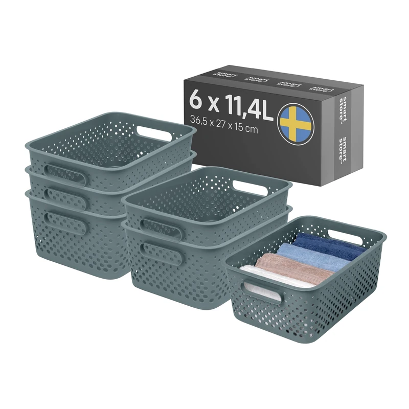 SmartStore Essence Large Storage Basket with handles 6x 11,4L Grey