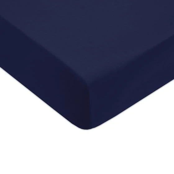Tommy Hilfiger - Fitted Sheet Navy Blue Satin 110 Thread Count/cm² 100% Combed Cotton 30 cm Edge Silky Breathable 90 x 200 cm