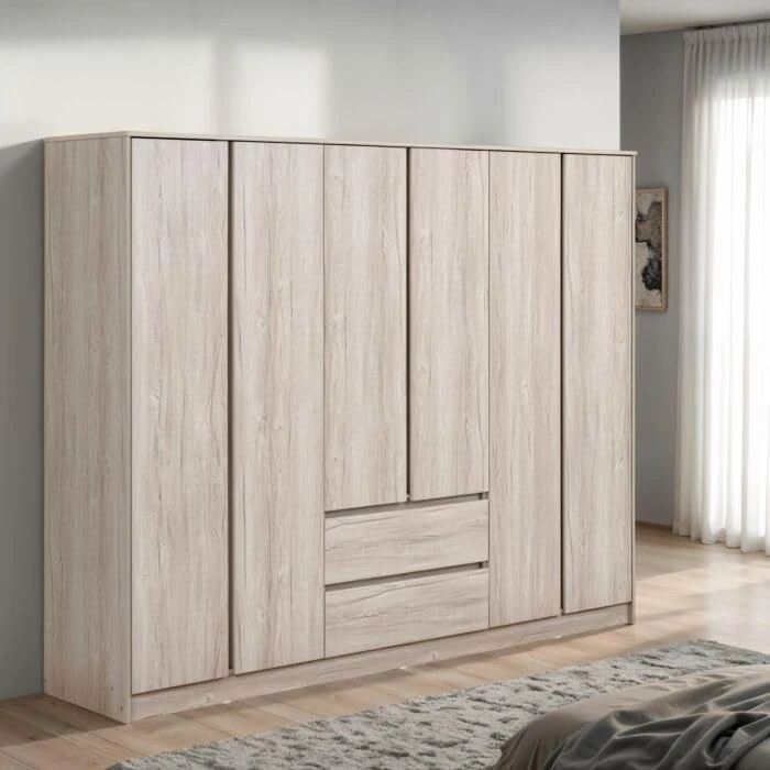 Seconique Malvern 6 Door 2 Drawer Wardrobe in Urban Snow - Image 1