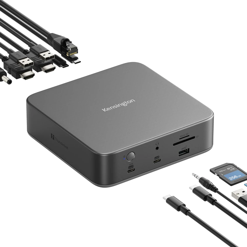 Kensington SD5010T5 EQ Thunderbolt 5 Dock, Triple 4K Monitor & Dual 8K Display Support, 140W PD, SD/MicroSD Card Readers, 2x Thunderbolt 5 Ports, Ethernet & USB-A 3.2 Gen 2 - Space Grey (K35231EU)