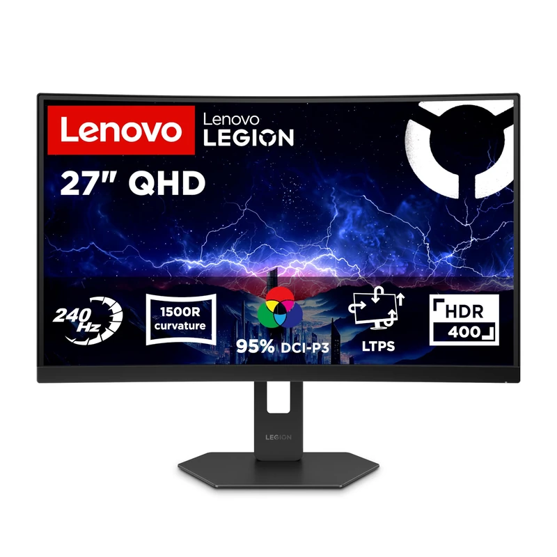 Lenovo Legion 27Q-2c - 27-inch Curved Gaming Monitor| QHD | 240Hz, 0.05 ms, 16:9 | 99% sRGB, 95% DCI-P3 | 2x HDMI 2.1, 1x DisplayPort 1.4 |Tilt, Swivel, Pivot, Height Adjust Stand | Eclipse Black