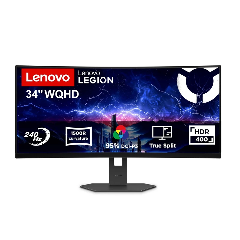 Lenovo Legion 34W-2c - 34-inch Curved Gaming Monitor| WQHD | 240Hz, 0.05 ms, 21:9 | 99% sRGB | 2x HDMI 2.1, DisplayPort 1.4 | Tilt, Swivel, Height Adjust Stand | Eclipse Black