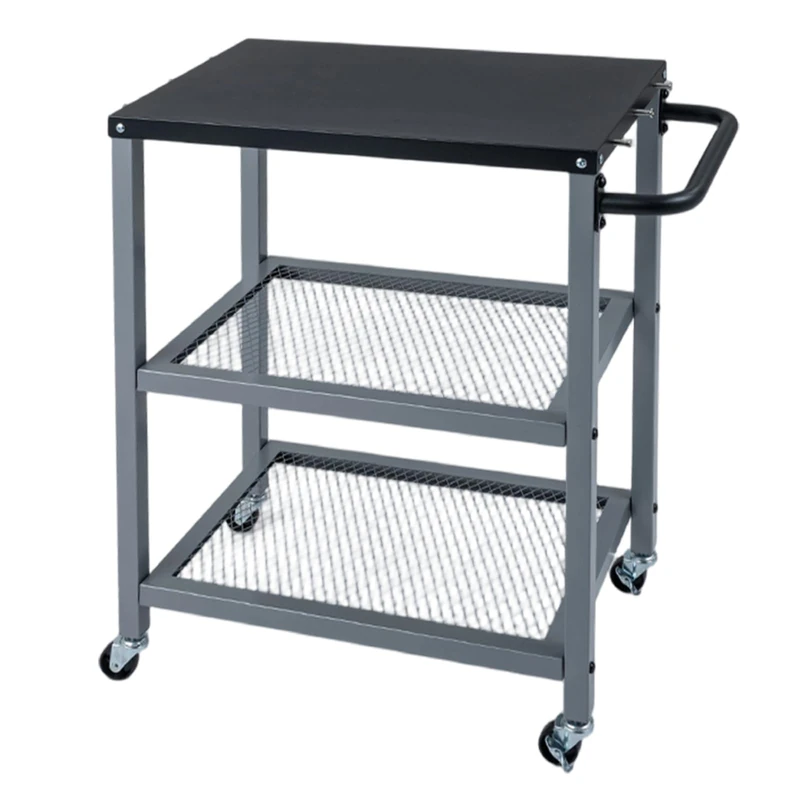 SPOTRAVEL Outdoor Grill Dining Cart (Black+Silver, 73 x 41 x 80 cm)