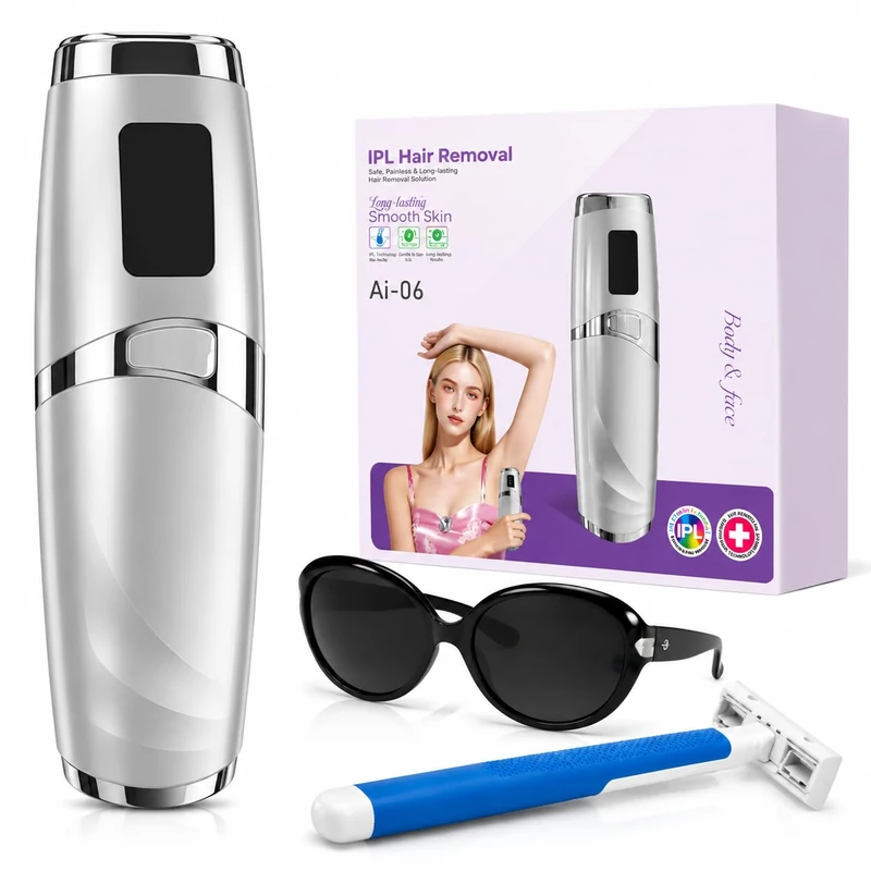 Pulsed Light Reel IPL Temperature Controlled Electric Epilator for Women Face Armpits Body Pulsed Light Epilator Manual Automatic Waxing Kit Silver