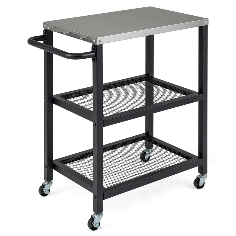 SPOTRAVEL Outdoor Grill Dining Cart (Black, 73 x 41 x 80 cm)