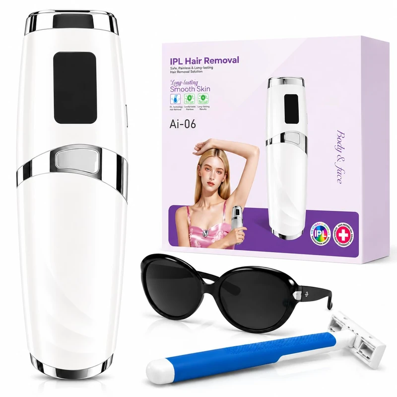 IPL Pulsed Light Reel with Temperature Controlled, Women's Electric Epilator for Face, Armpits and Body, Pulsed Light Epilator, Manual and Automatic Mode, Waxing Kit, Pearl White - Image 1