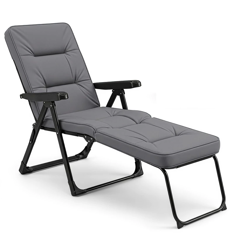 RELAX4LIFE Adjustable Reclining Chair with Cotton Cushions (Grey)
