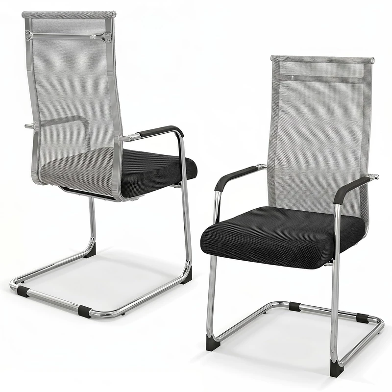 CASART Meeting Office Chairs Set of 2/4 (2, Grey, 55 x 64 x 108cm)