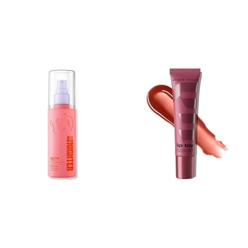Urban Decay All Nighter Matte Setting Spray & Lip Toy Drizzled Duo, Travel Size Matte Mist 30ml & Buildable Hydrating Stained Lip Glossing Oil 3.3g, Long Wear Waterproof Kit - Image 1
