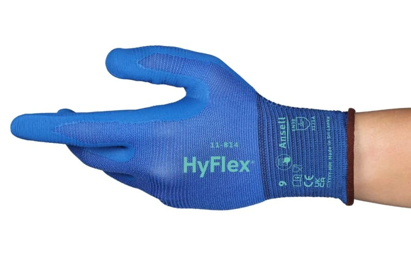 Ansell HyFlex 11-814 Professional Work Gloves, Mechanical Gloves with Improved Grip, Patented Comfort Technology, Multi-Purpose Gloves, Assembly, Mechanics, Blue, Size XL (12 Pairs)