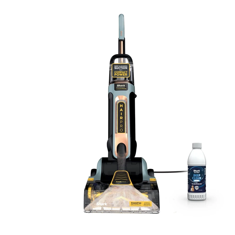 Shark CarpetForce Ultra Upright Carpet Cleaner with HairPro, 2 Bottles of Deep Clean Ultra Solution, PowerFins Brushroll, Two Cleaning Modes, Powerful Odour Removal, Copper EX550UKCP