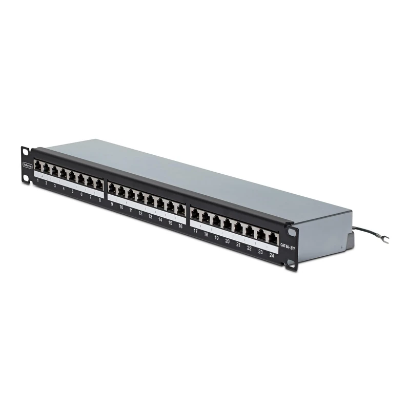 StarTech 24 Port 1U Shielded Cat6A Patch Panel, Rackmount Cat6A RJ45 STP Ethernet Patch Panel, 110 Type Punch Down - Image 1