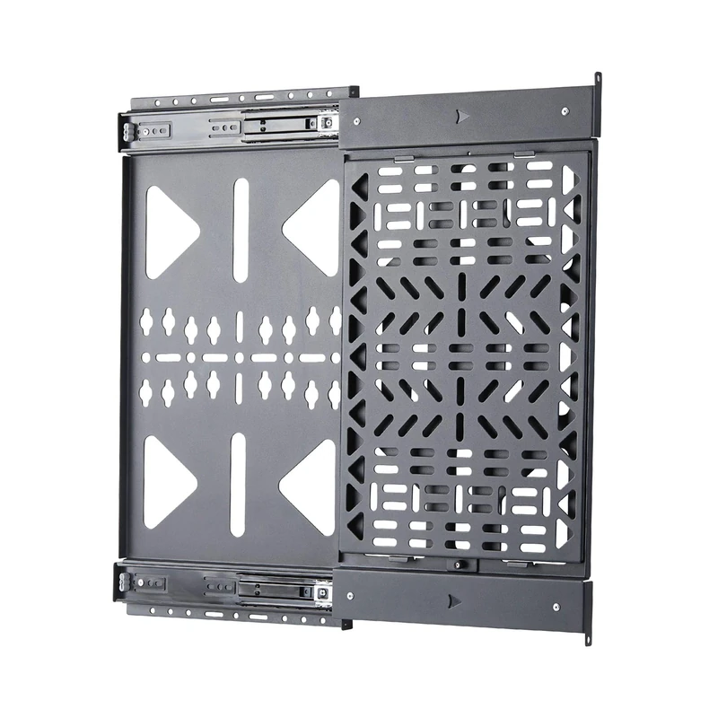 StarTech Slide-Out AV Component Storage Panel, Cable Box and Accessories Mounting, Up to 22lb (10kg), Slim Behind-TV Media Wall Mount, Sliding Design for Easy Access - Image 1