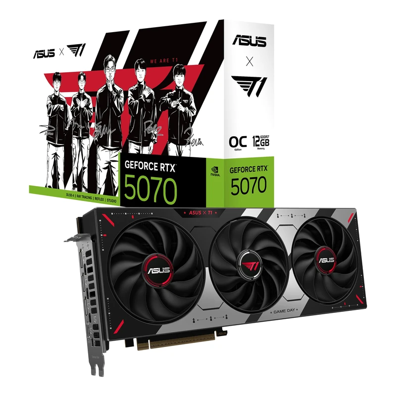 ASUS The T1 GeForce RTX™ 5070 12GB GDDR7 Graphics Card (PCIe® 5.0, 12GB GDDR7, HDMI®/DP 2.1, 2.5-Slot, Axial-Tech Fans, Dual BIOS)