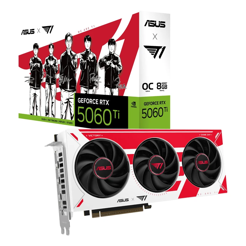 ASUS The T1 GeForce RTX™ 5060 Ti 8GB GDDR7 Graphics Card (PCIe® 5.0, 8GB GDDR7, HDMI®/DP 2.1, 2.5-Slot, Axial-Tech Fans, Dual BIOS)