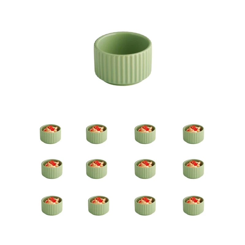 APS The Grid 19102 Mini Bowl Porcelain Sage, Diameter 6 cm, 45 ml, Stackable, Set of 12