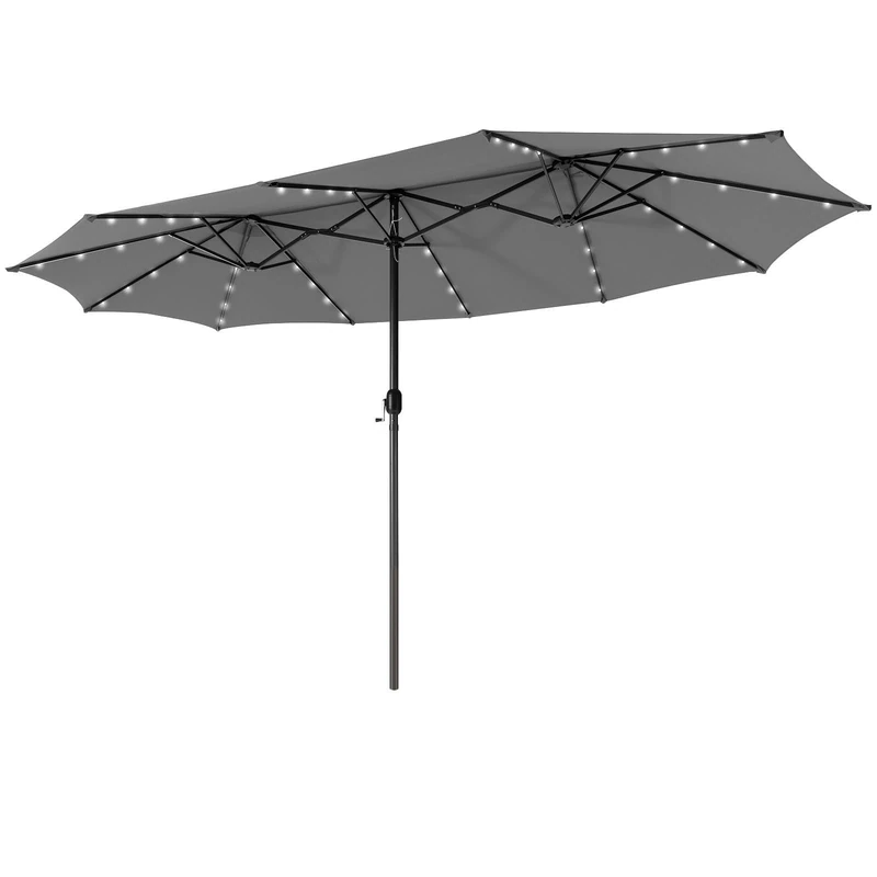 SPOTRAVEL 4.5m Large Patio Umbrella with 48 Solar-Powered LED Lights