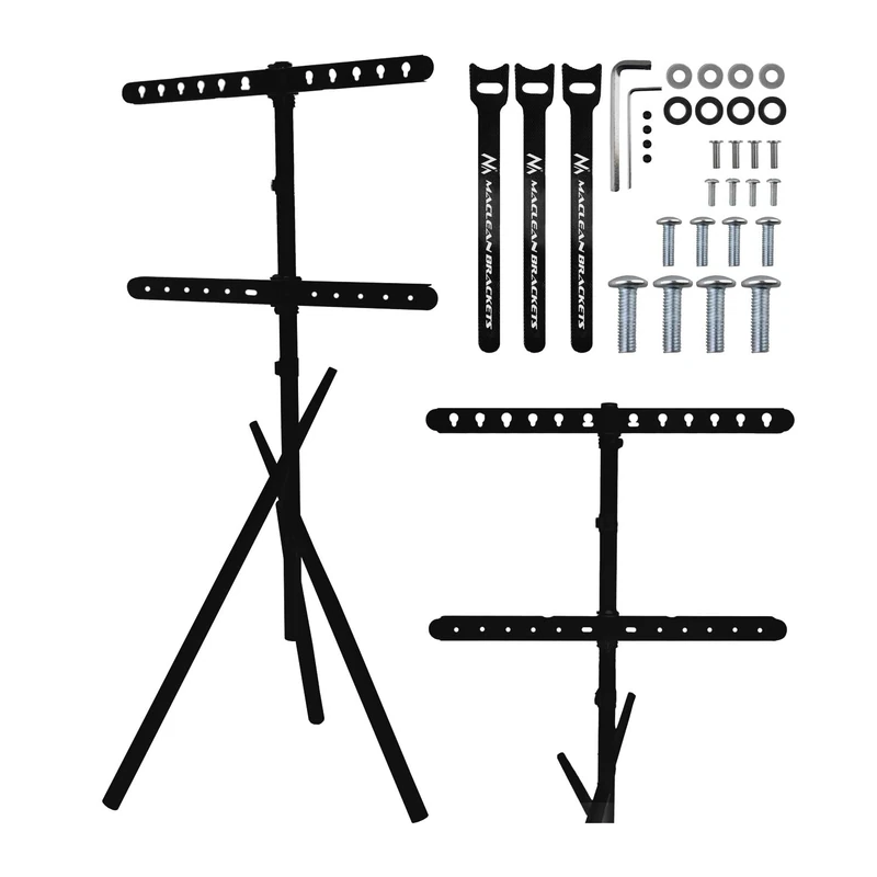 Maclean MC-182 B TV Floor Stand 37-80 Inch Freestanding TV Tripod Max. 60kg Rotatable ±45° VESA 600x400 Cable Management Steel Construction Black