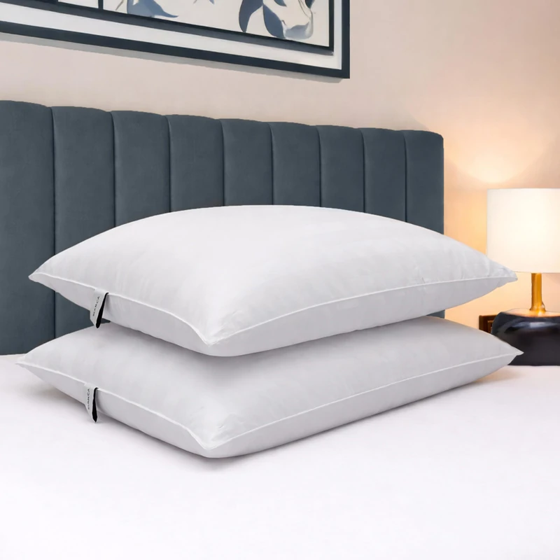Bianca Fine Linens Premium 100% Cotton Stripe Pillow Pair White