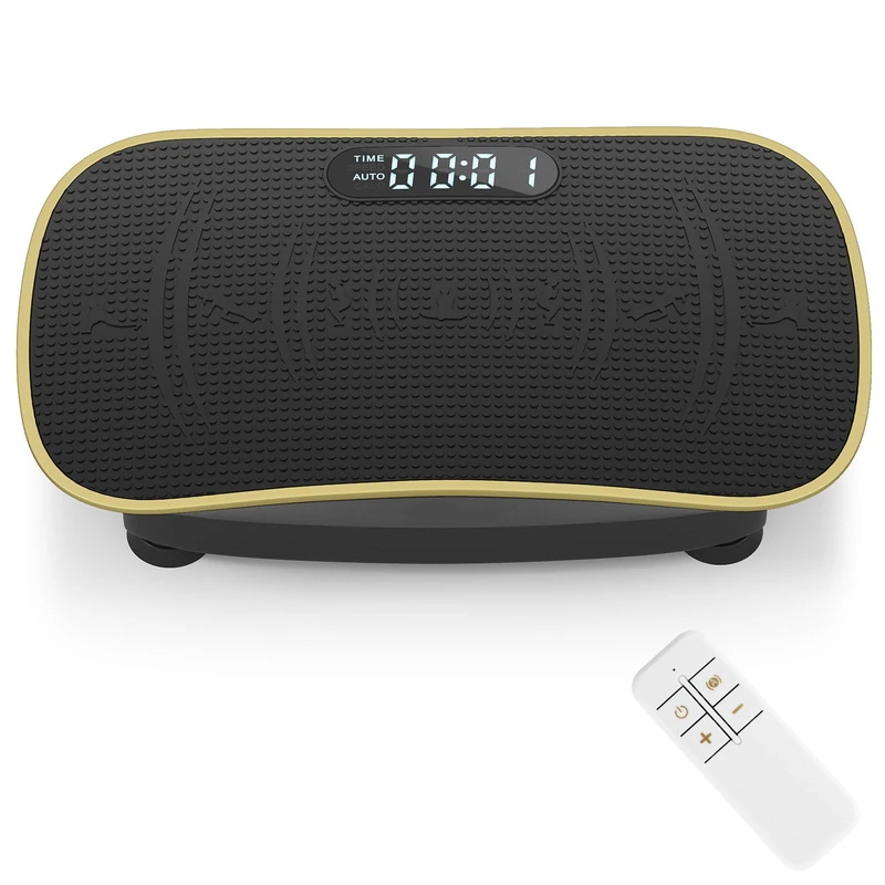 GYMAX Vibration Plate Exercise Machine with Remote Control (Black+Gold)