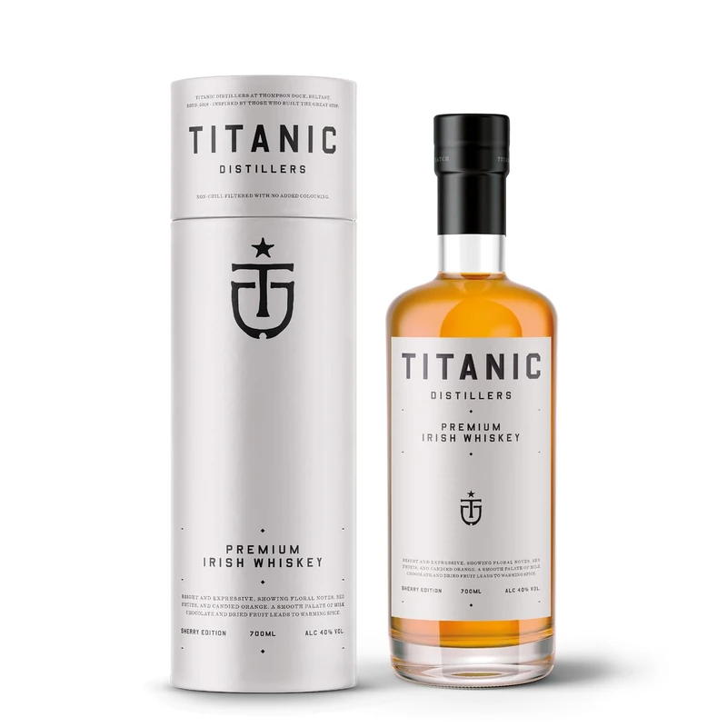 Titanic Distillers Premium Irish Whiskey Sherry Edition, 700ml, 40% ABV | Sherry Cask Finished Irish Whiskey | Luxury Spirit Gift for Men and Women
