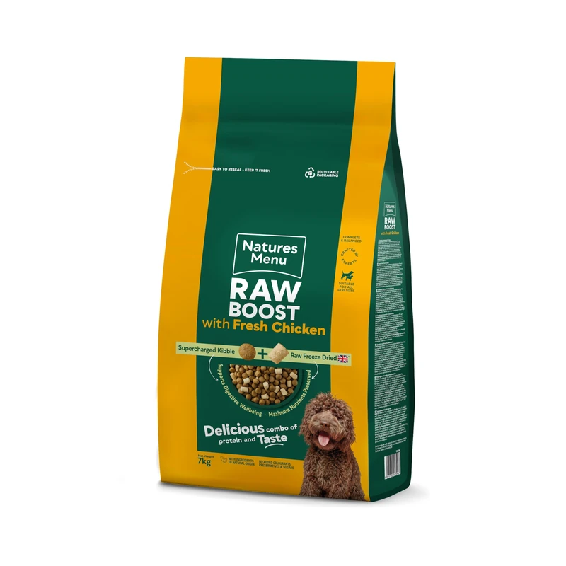 Natures Menu Raw boost No Grain Dry Food for Dogs with Fresh Chicken - 7kg - Image 1