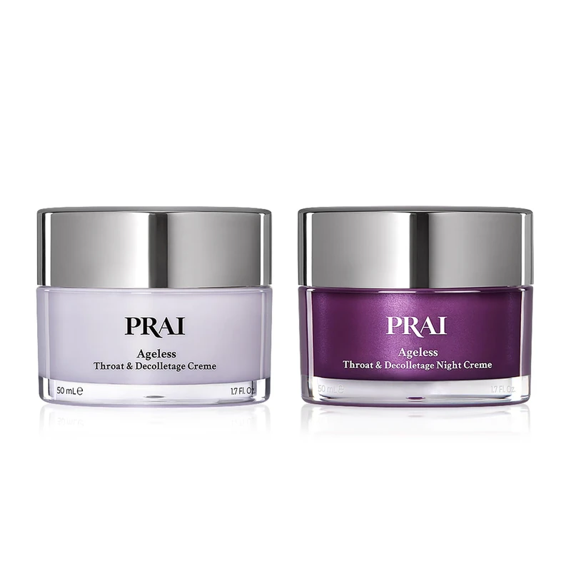 PRAI Ageless Throat & Decolletage Day & Night Creme 50ml Duo - 7 Day Results - Anti-Ageing Neck Moisturiser - Tightens & Firms Skin, Reduces Wrinkles - Overnight Hydrating Skincare Cream With Retinol - Image 1