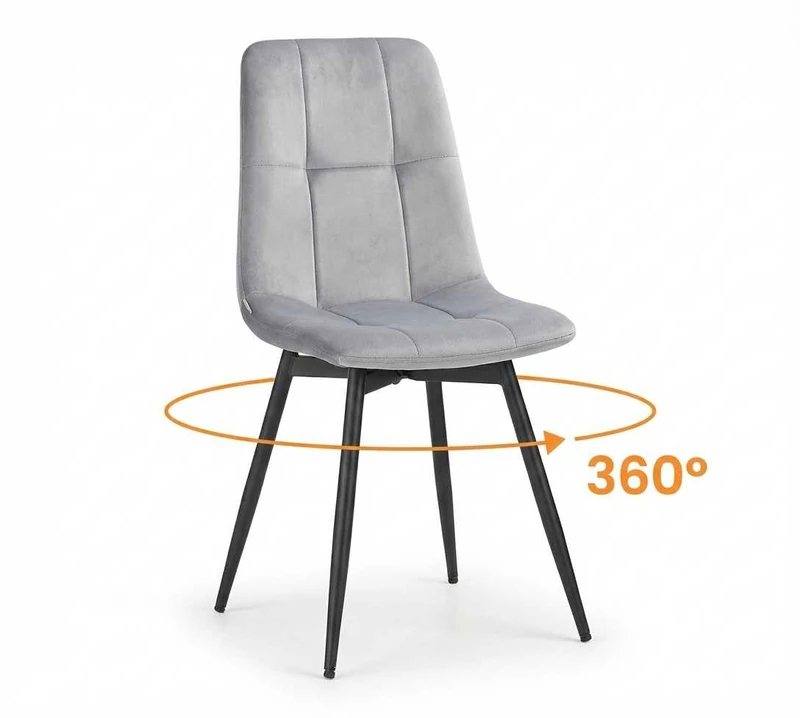 VASAGLE Swivel Dining Chairs, Velvet Ergonomic Chairs with Metal Legs, 360° Rotation, Set of 4, 43 x 52 x 83 cm, for Living Room, Office, Slate Grey, Tyra Collection KDC198G102