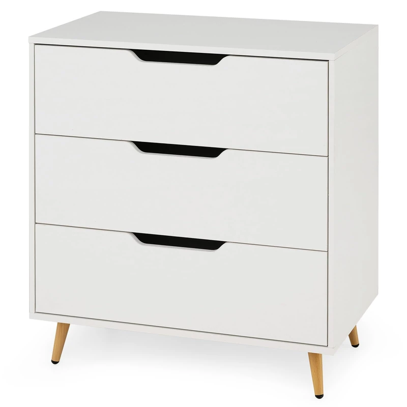 CASART Chest of Drawers, Wooden 3-Drawer Dresser Bedroom Table (White)