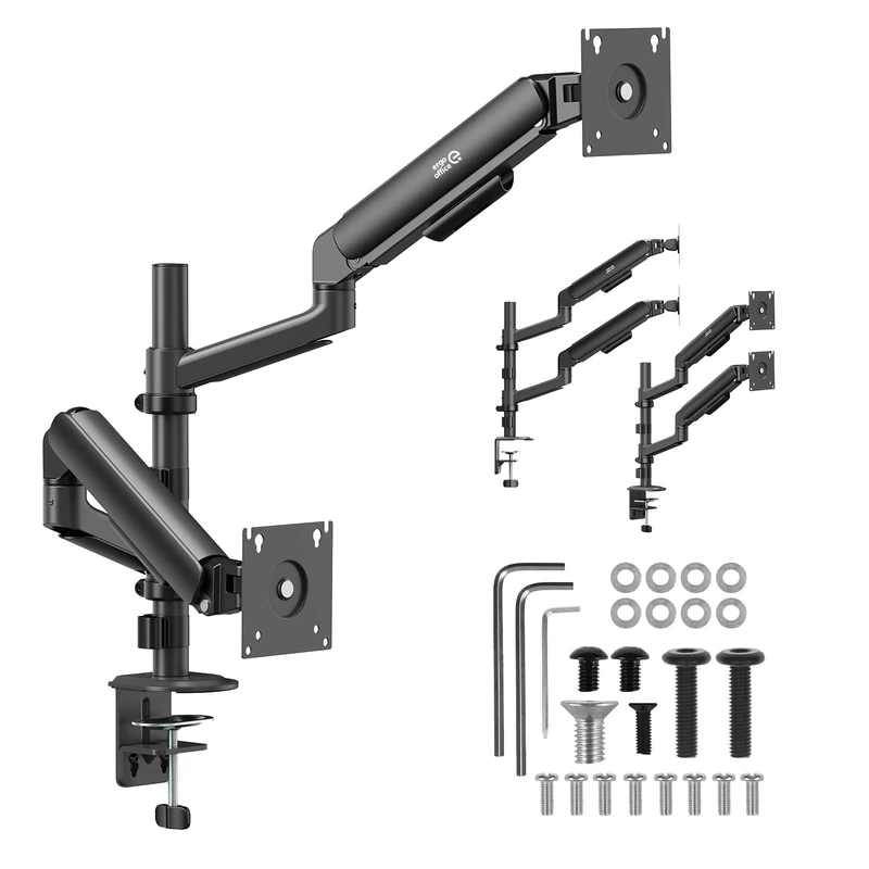 Ergo Office ER-692 B Dual Arm for Gas Lift Monitors for 2 Monitors from 17 to 32 inches, up to 22 lbs per arm, VESA 75x75 and 100x100