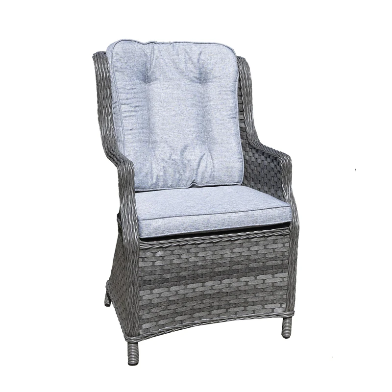 1Pc Verona Rattan Garden Dining Chair Grey with Cushion - Image 1