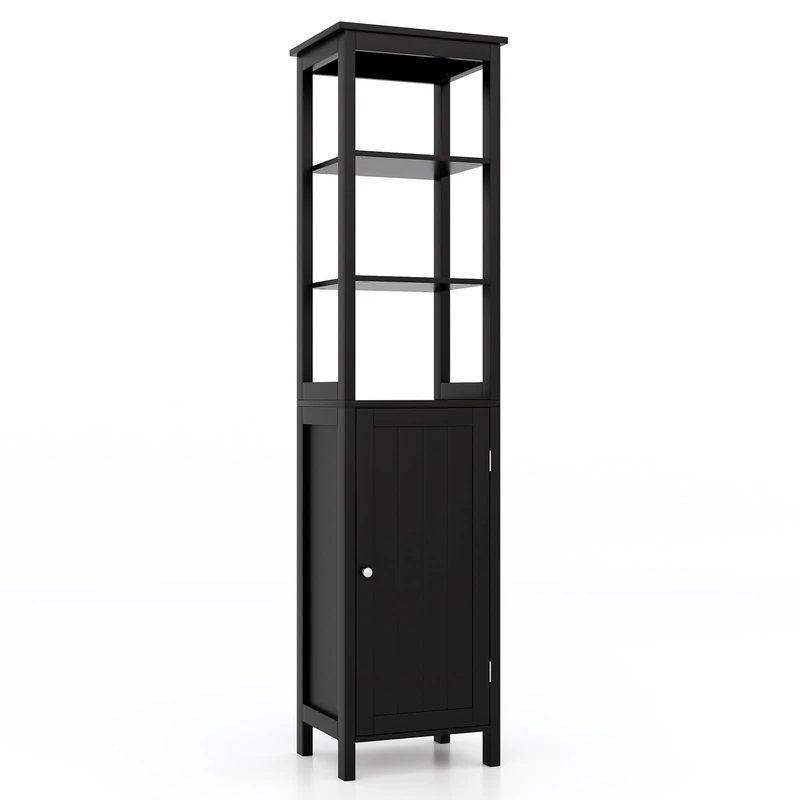 RELAX4LIFE Freestanding Tall Bathroom Cabinet (Black)