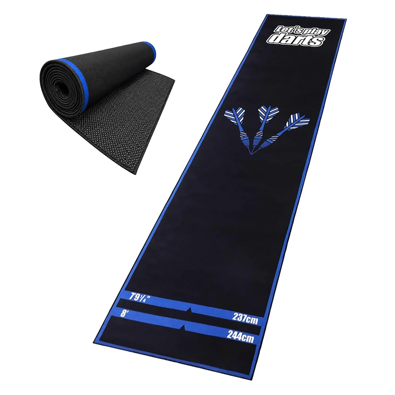 Relaxdays Darts Mat, with throw line, darts mat, black and blue