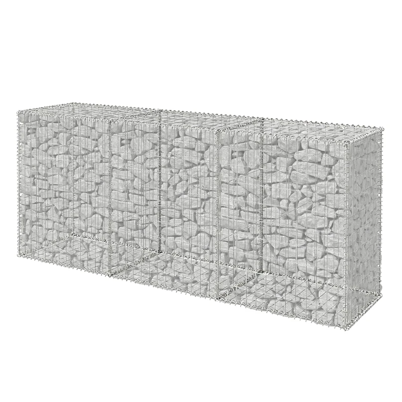 Relaxdays Gabion, Garden Privacy Screen, Stone Basket, 3.5mm Wire, Silver