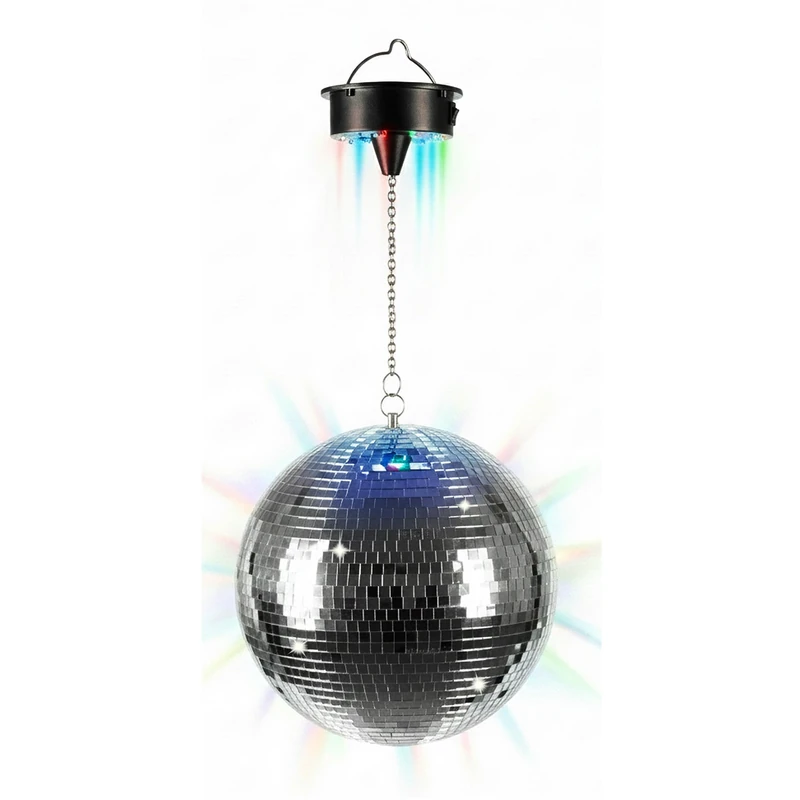 Relaxdays rotating disco ball with party light effects, foam & glass, HxWxD: 43 x 30 x 30 cm - Image 1