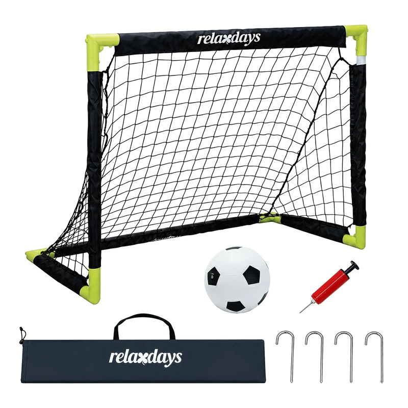Relaxdays Football Goal, HWD: 60 x 90 x 60 cm, plug-together, black/yellow