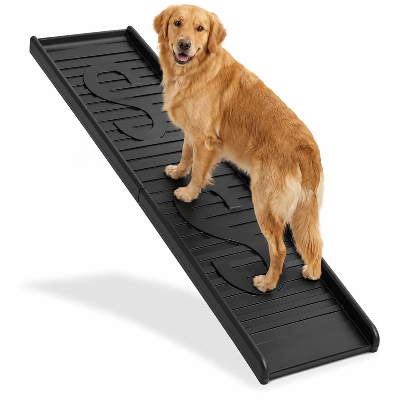 Relaxdays dog ramp, foldable, HxWxD: 15 x 154 x 39 cm, black