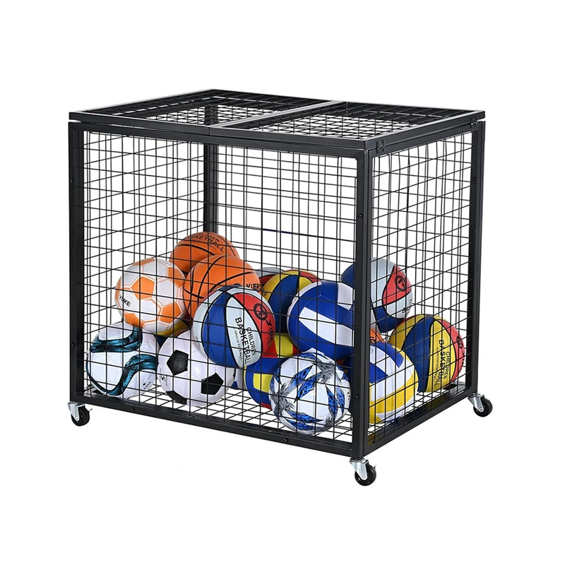 Relaxdays ball trolley, 4 castors, brakes, HWD: 81.5 x 85 x 66 cm, black