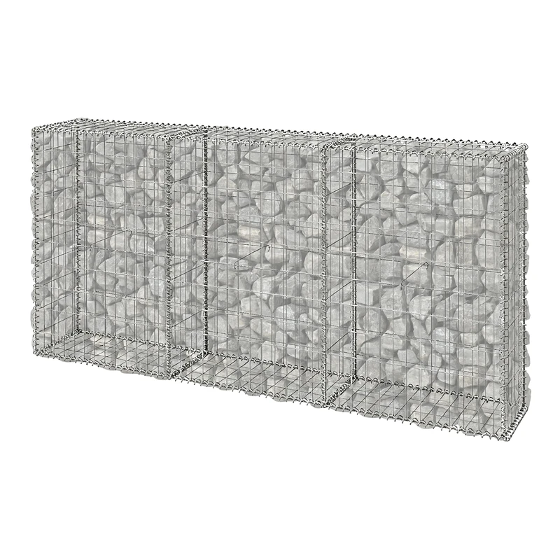 Relaxdays Gabion, Garden Privacy Screen, Stone Basket, 3.5mm Wire, Silver
