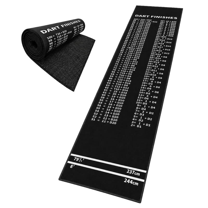 Relaxdays Dart Mat with Throw Line & Checkout, Black/White