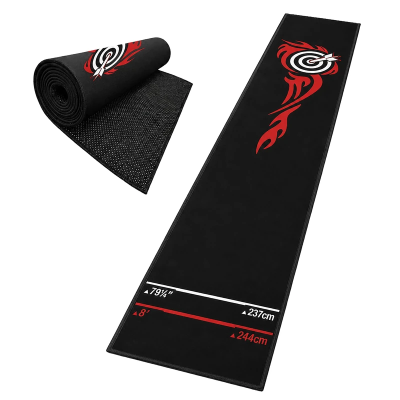 Relaxdays Darts Mat, with throw-off line, darts mat, black and red