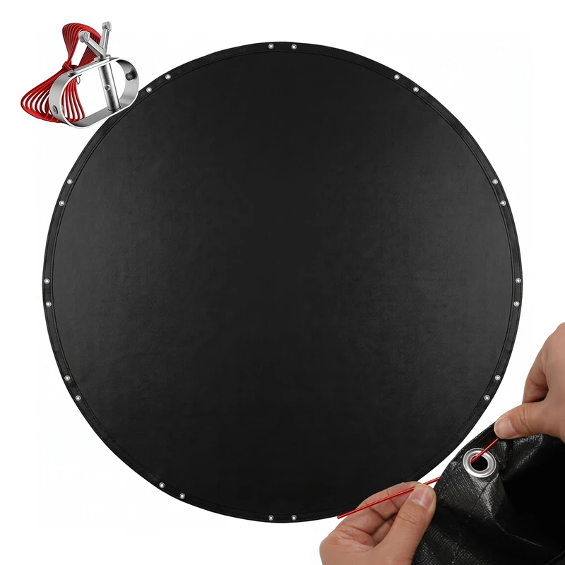 Relaxdays Pool Cover, round, pool tarpaulin Ø 560 cm, summer/winter, black