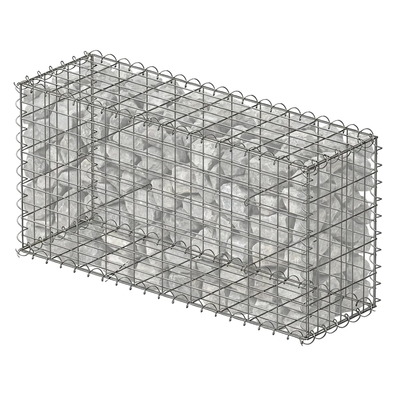 Relaxdays Gabion, Garden Privacy Screen, Stone Basket, 4 mm Wire, Silver