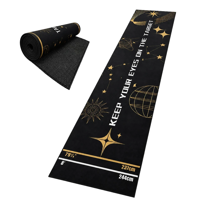 Relaxdays Darts Mat, with throw line, darts mat, black and gold