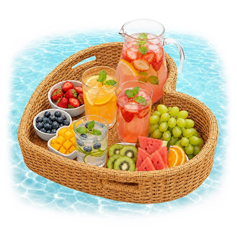 Relaxdays Floating Heart-Shaped Tray, natural