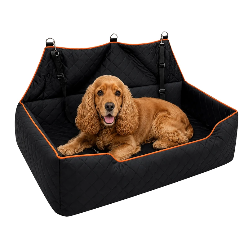 Relaxdays Dog Car Seat, Boot & Back Seat, Black