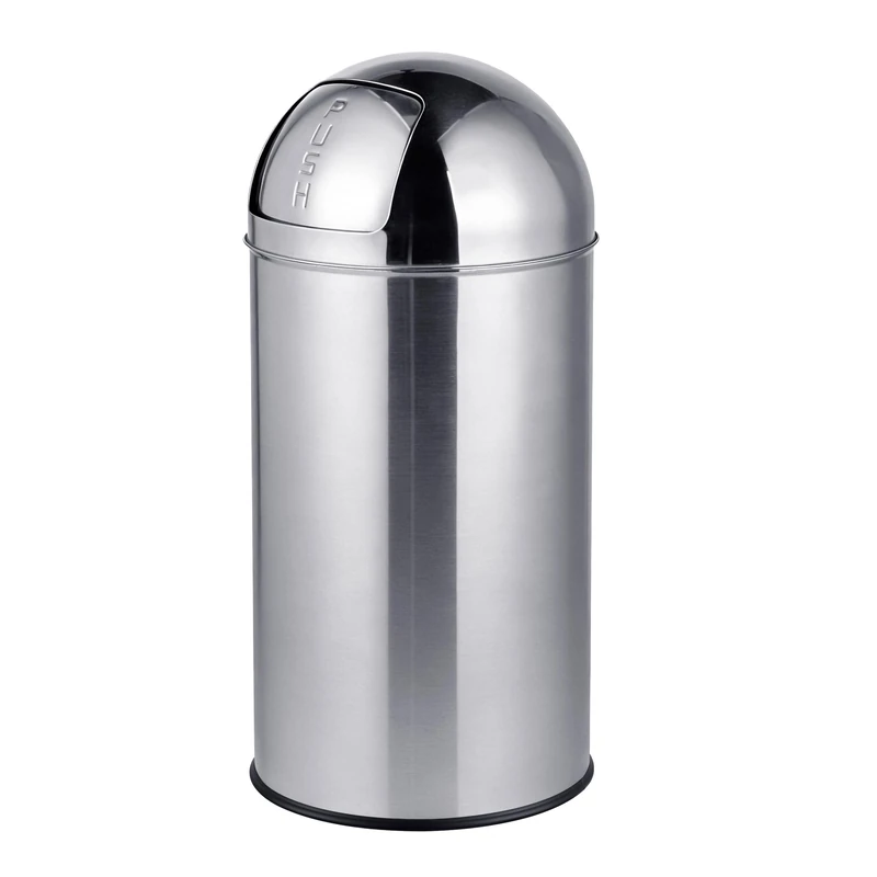 Relaxdays bin, 50 litres, push lid, stainless steel, silver