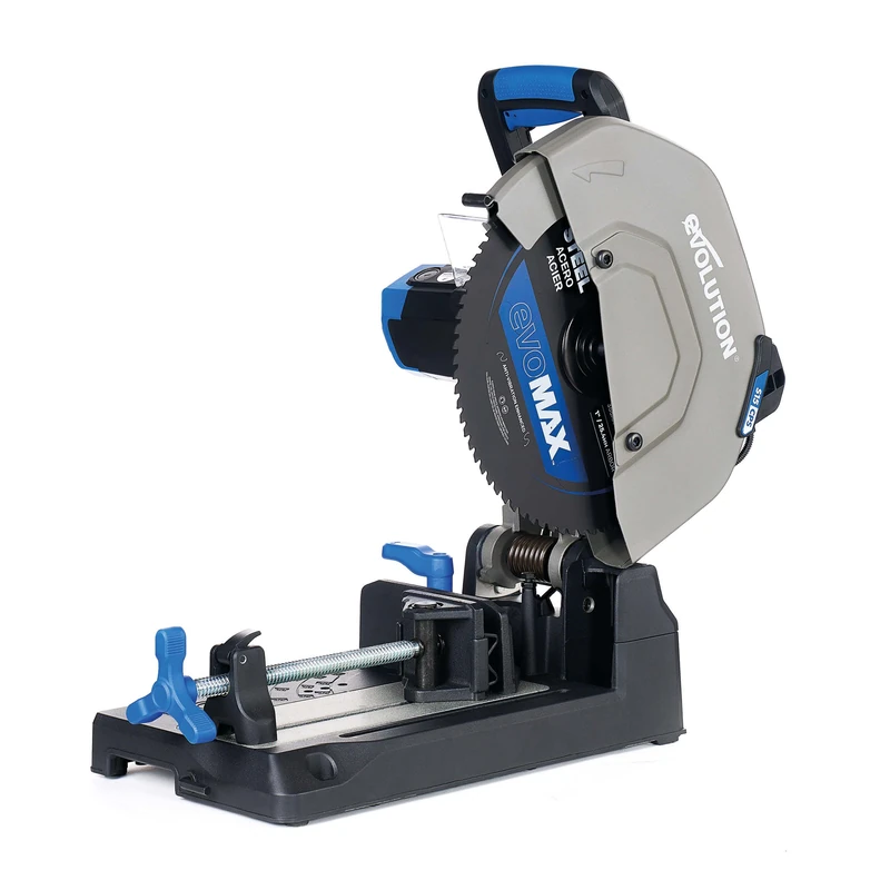 Evolution Power Tools Professional Metal Cutting Chop Saw 355mm (14") 230V | S355CPS Gen2 with EVOMAX Blade, Intelligent Motor, 0-45° Mitre Cutting, Shadow Line, E-Brake | Cold Cut Steel Saw